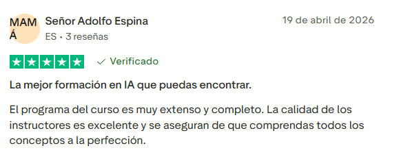 Opiniones y testimonios reales de alumnos de IA Heroes PRO en Trustpilot