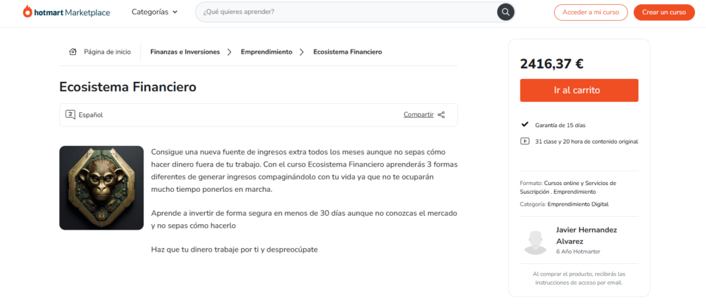 precio Ecosistema Financiero Javier Hernández
